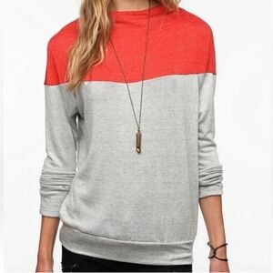 Chic Orange and Gray Cowl Neck Sweater